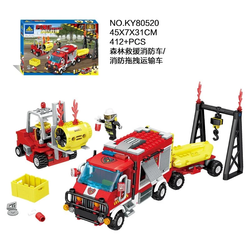 Fire rescue: Forest rescue fire truck, fire tow transport vehicle 1 to 2 开智 KAZI/高博乐 GBL KY80520 image 2