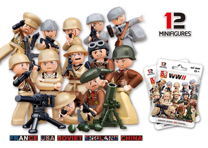 WWII Soldier 12 Styles 小鲁班 Sluban M38-0582