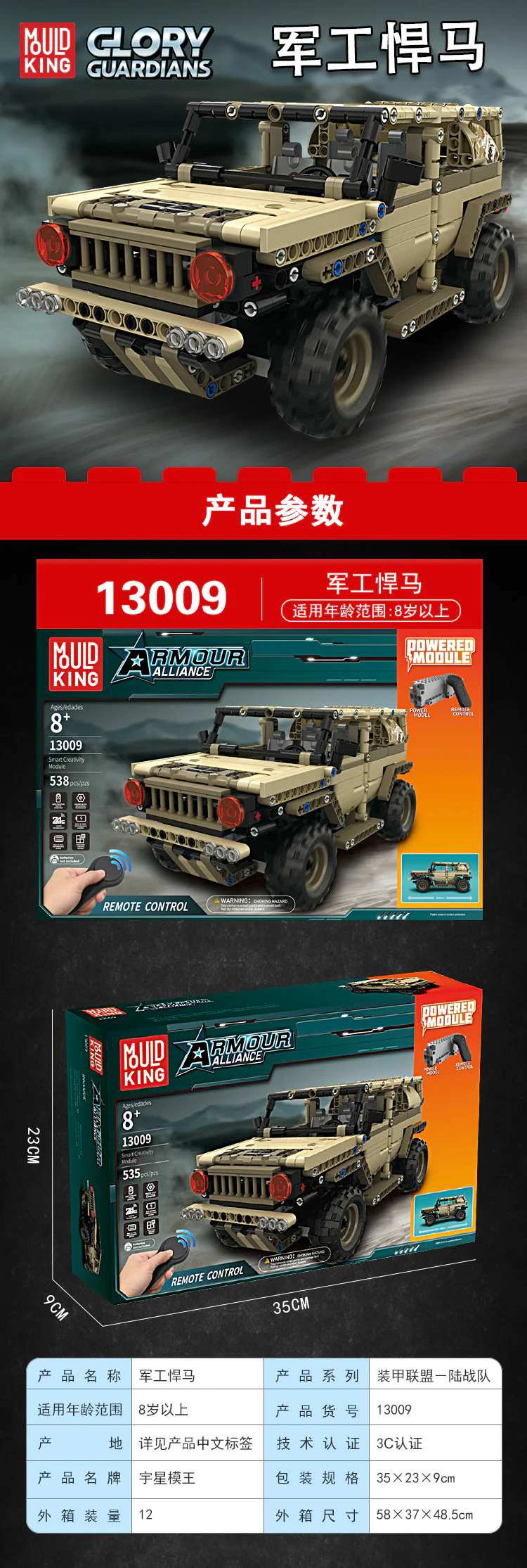 Armoured Union: Military Hummer 宇星模王 MOULDKING 13009 image 5