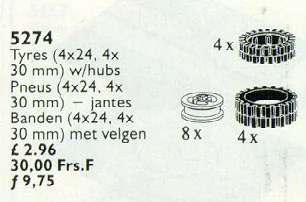 Wheel rims and tires 24, 30 mm 乐高 LEGO 5274