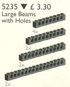 10 Large Technic Beams Black 乐高 LEGO 5235