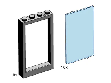 "Set of Four Black Window Frames with Transparent Glass Panels" 乐高 LEGO 3448 image 2