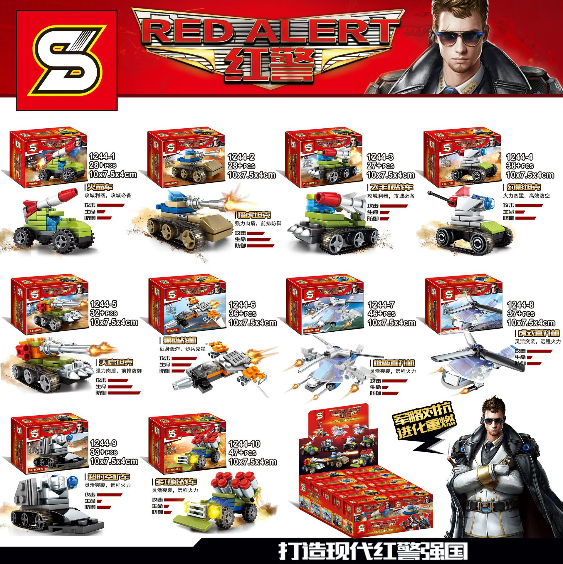 Red police: mini-carrying 10 units Rockets, Tiger Hunting Tanks, Scud Combat Vehicles, Mirage Tanks, Astronomical Tanks, Black Eagles, Shell Helicopters, Tiger Helicopters, Overtime Mines, Multi-purpose Combat Vehicles 1244-7