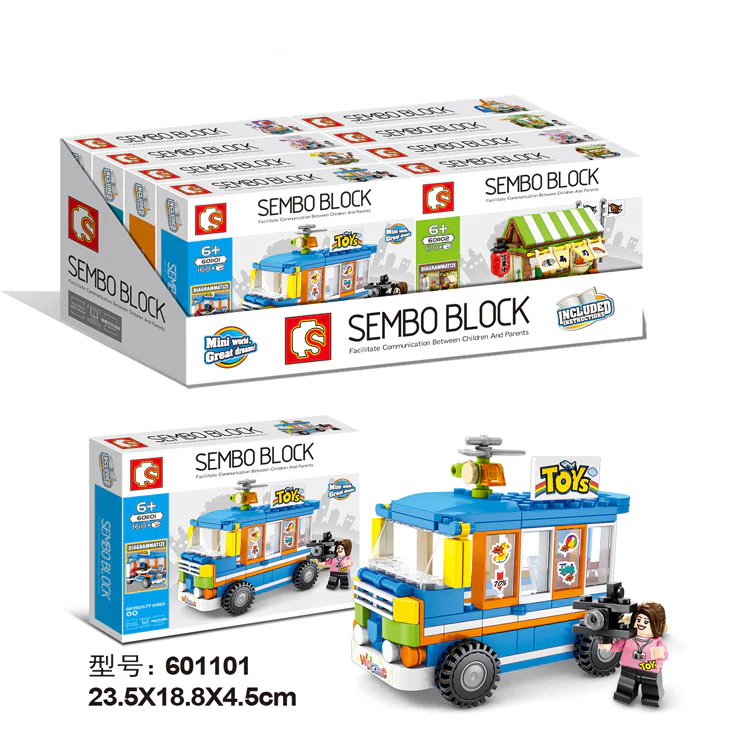 Mini town mobile stall 4 flavors: ice cream, barbecue, sushi, toys. 森宝 SEMBO 601101 image 13