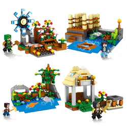 My world scene, section four, riverside bridge, riverside flower, riverside cabin, riverside windmill