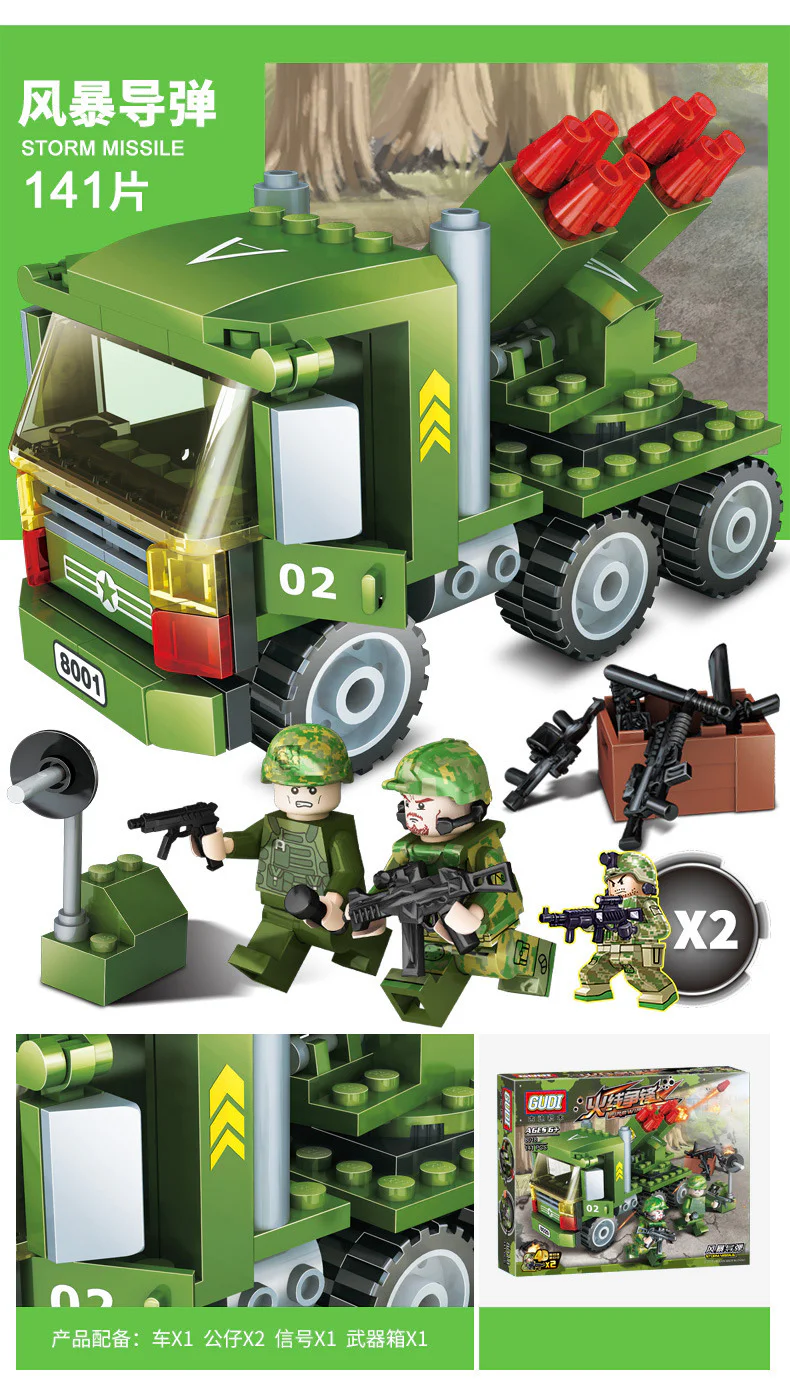 "Line of Fire: War Machine 4 Variants - Tiger Roar Pursuit, Dragon Tornado Storm, Tank Assault, Storm Missile Guidance" 古迪 GUDI 8015 image 12