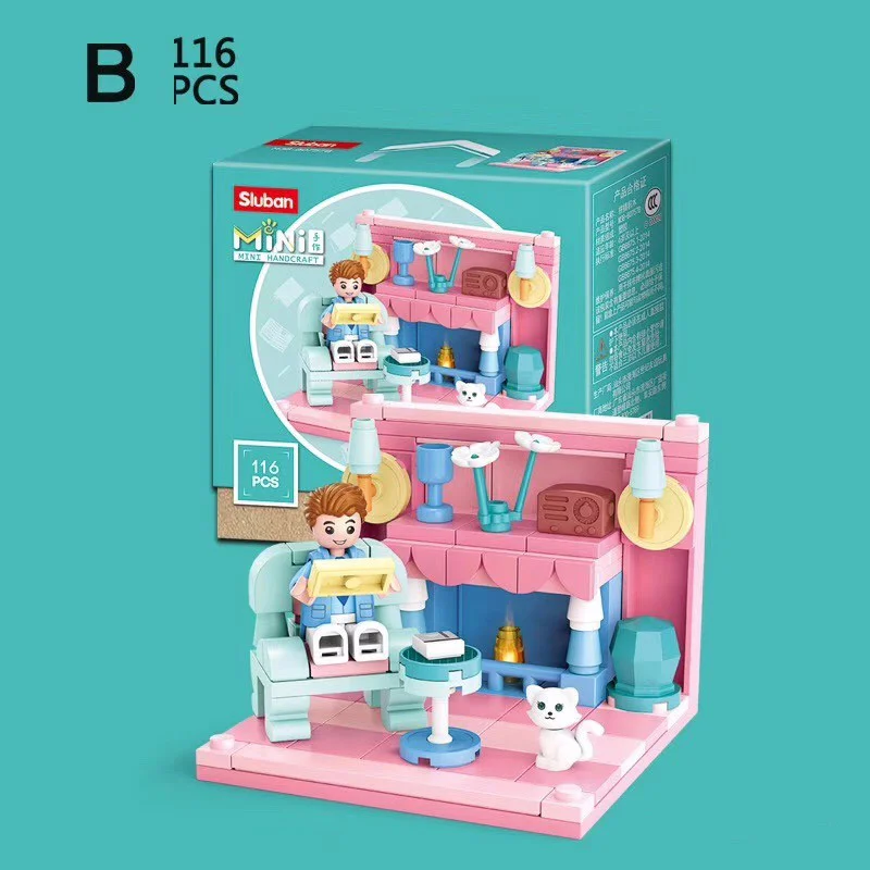 Here is the translation:

Mini DIY: 6 Styles of Living Room 小鲁班 Sluban M38-B0757D image 8