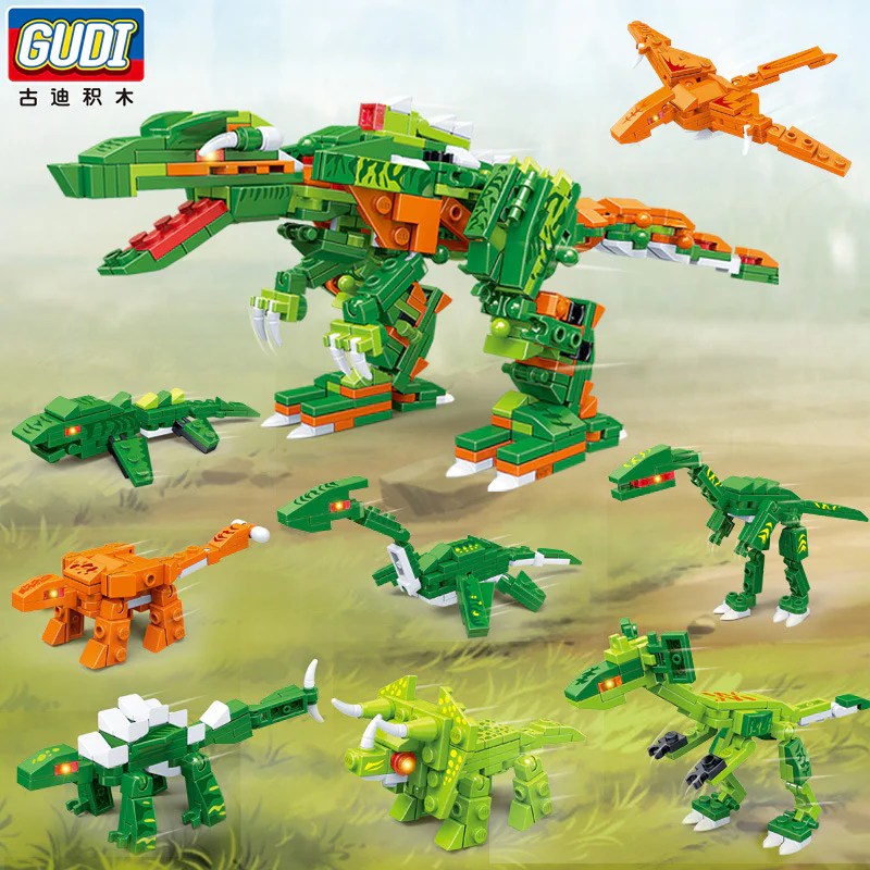 Superstitious Team: Dinosaurs eight in one 古迪 GUDI 8754 image 2