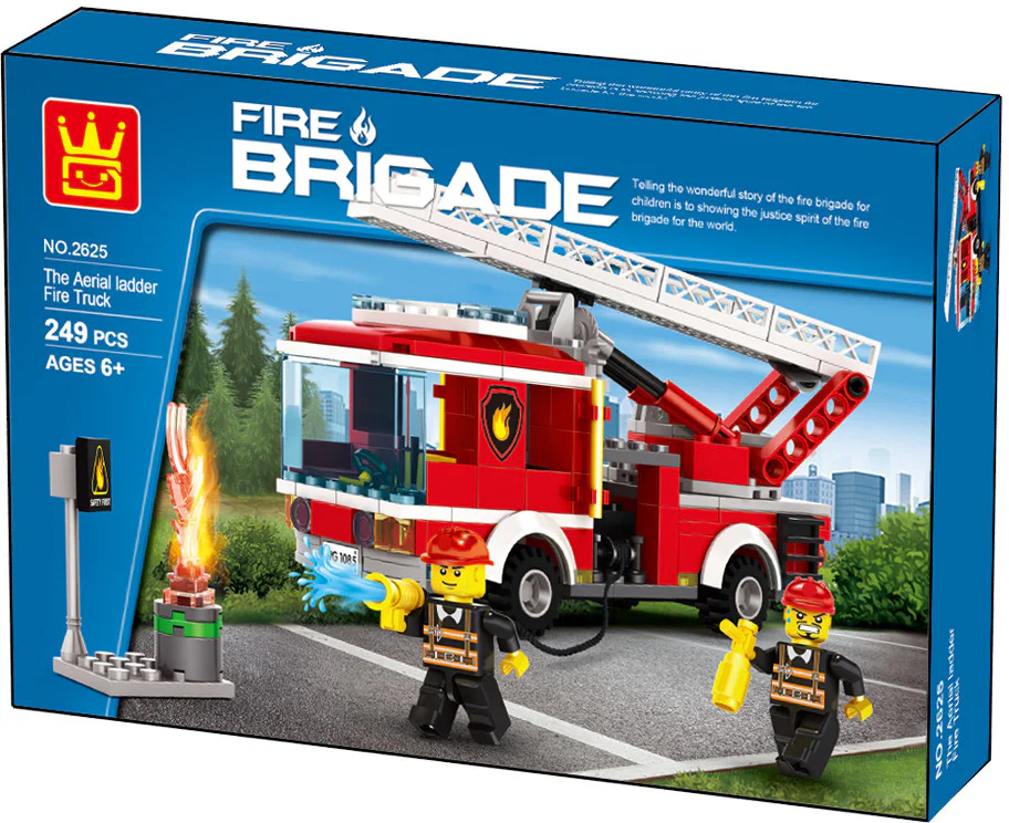 Fire department: ladder fire truck 万格 WANGE/乐博士 Dr.Luck 2625 image 1