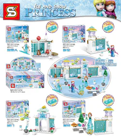 Ice Quest: 4 small scenes of snow castles, snowman, bedrooms, gates, dinner