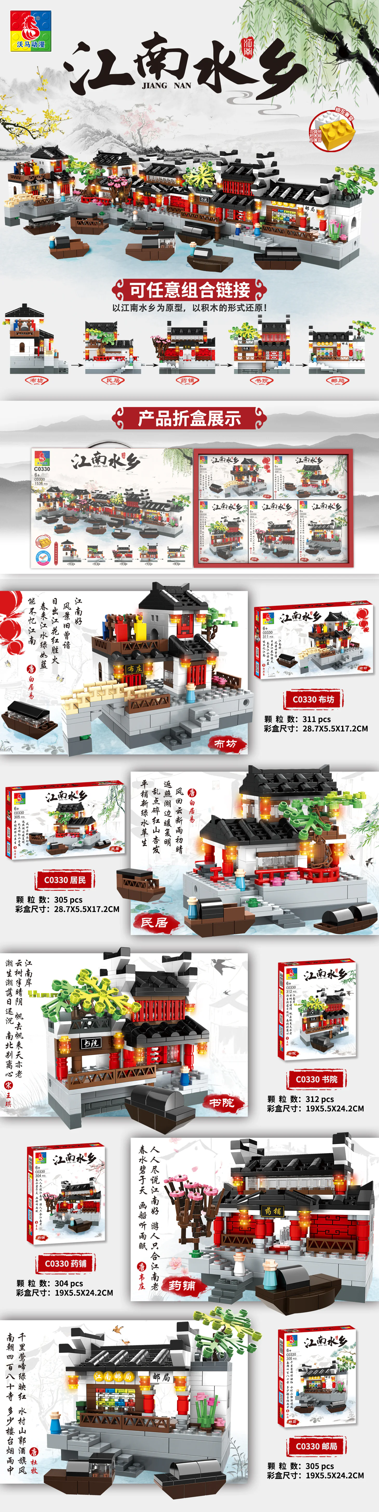 Gangnam Water Village: 5 buildings, workshops, houses, bookstores, pharmacies, post offices 沃马动漫 WOMA C0330