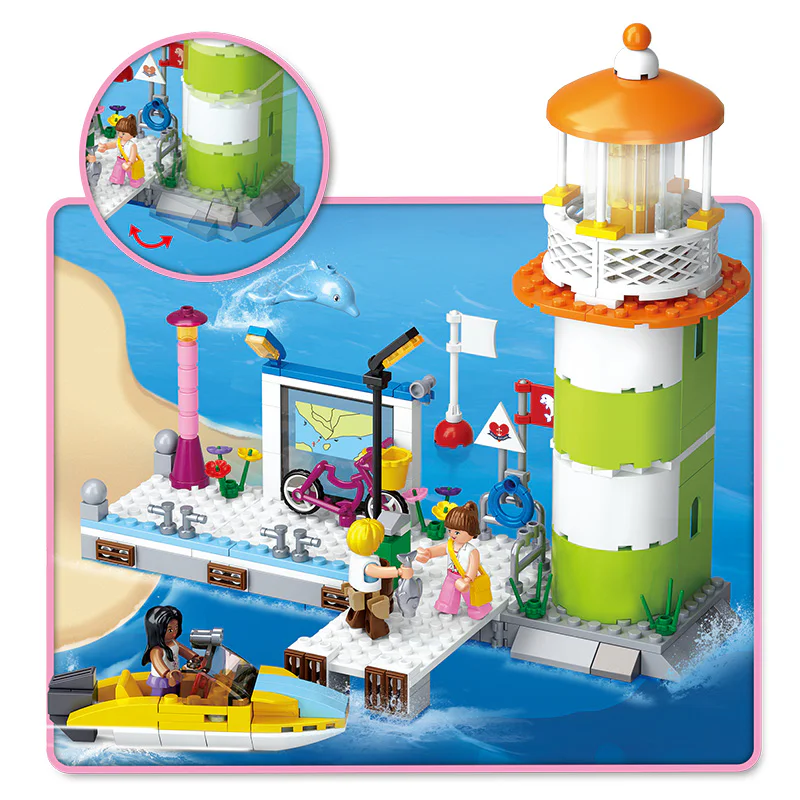 Pink Dream Bay: Dolphin Bay Pier Beacon 小鲁班 Sluban M38-B0607 image 3