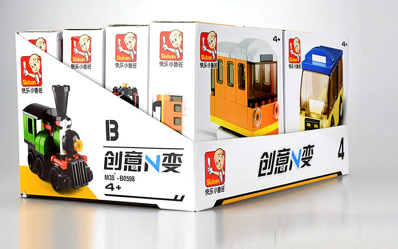 CREATIVE N CHANGE: 4 ORANGE OLD SUBWAY TRAIN, GREEN RETROBUS, RED HONG KONG TAXI, OLD BUS 小鲁班 Sluban M38-B0598D image 44