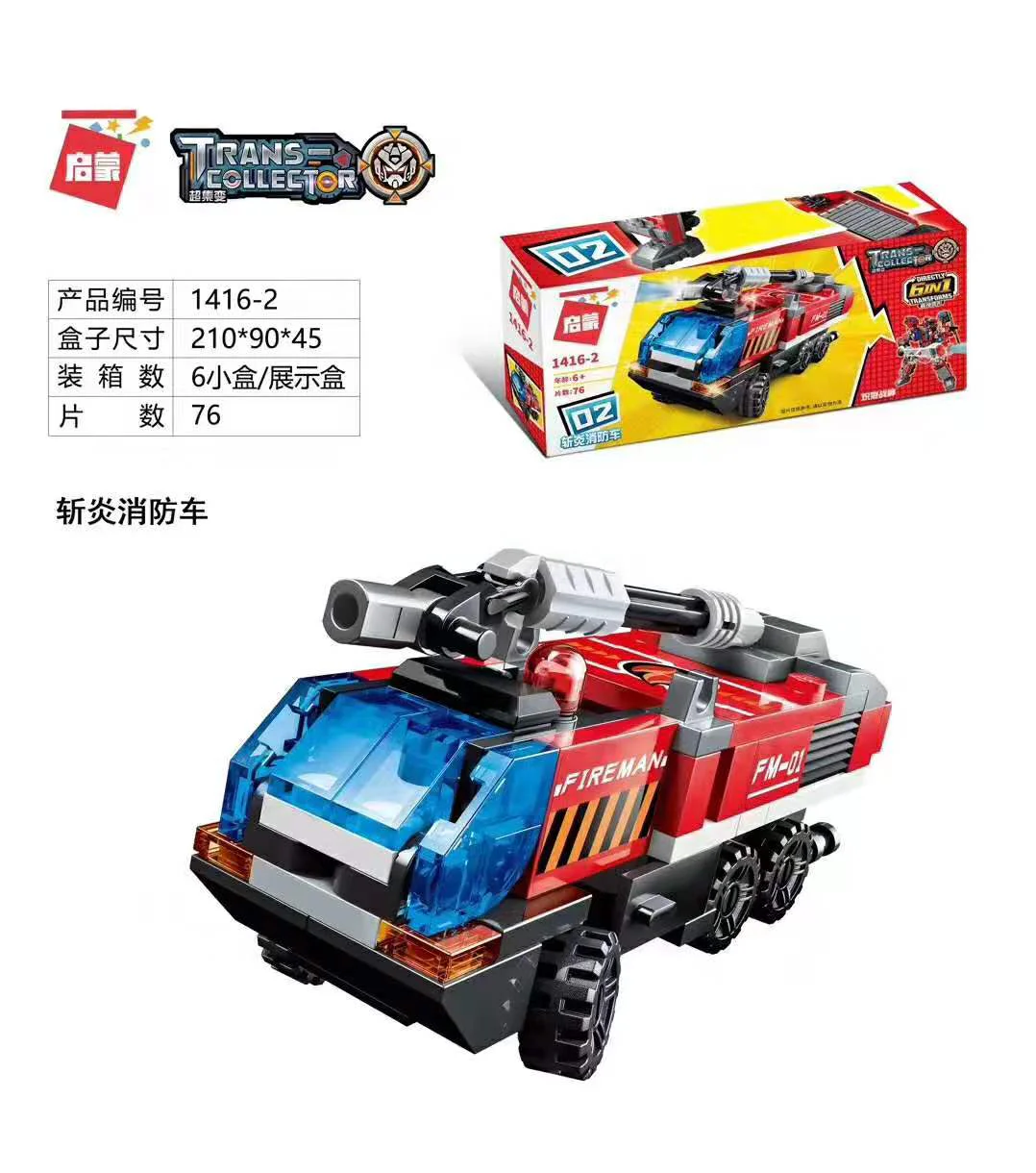 Supervolunteer: The Flaming War God, six combinations, the Spirit Command Vehicle, the Decepticon Fire Vehicle, the Fracking Cloud Elevator, the Pulse Train, the Pioneer Helicopter, the Hurricane Smoker 启蒙 QMAN/ENLIGHTEN/Keeppley 1416 image 2