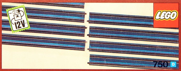 Eight Straight Twelve-Volt Conductive Rails. 乐高 LEGO 750