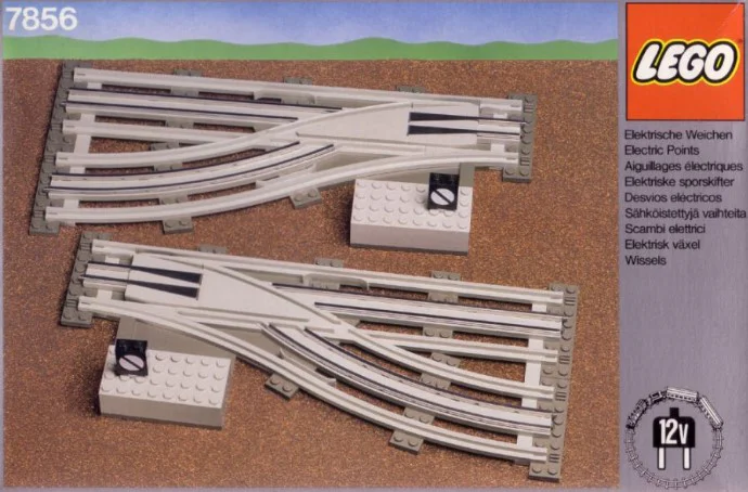 Left and Right Manual Points with Electric Rails Grey 12 V 乐高 LEGO 7856