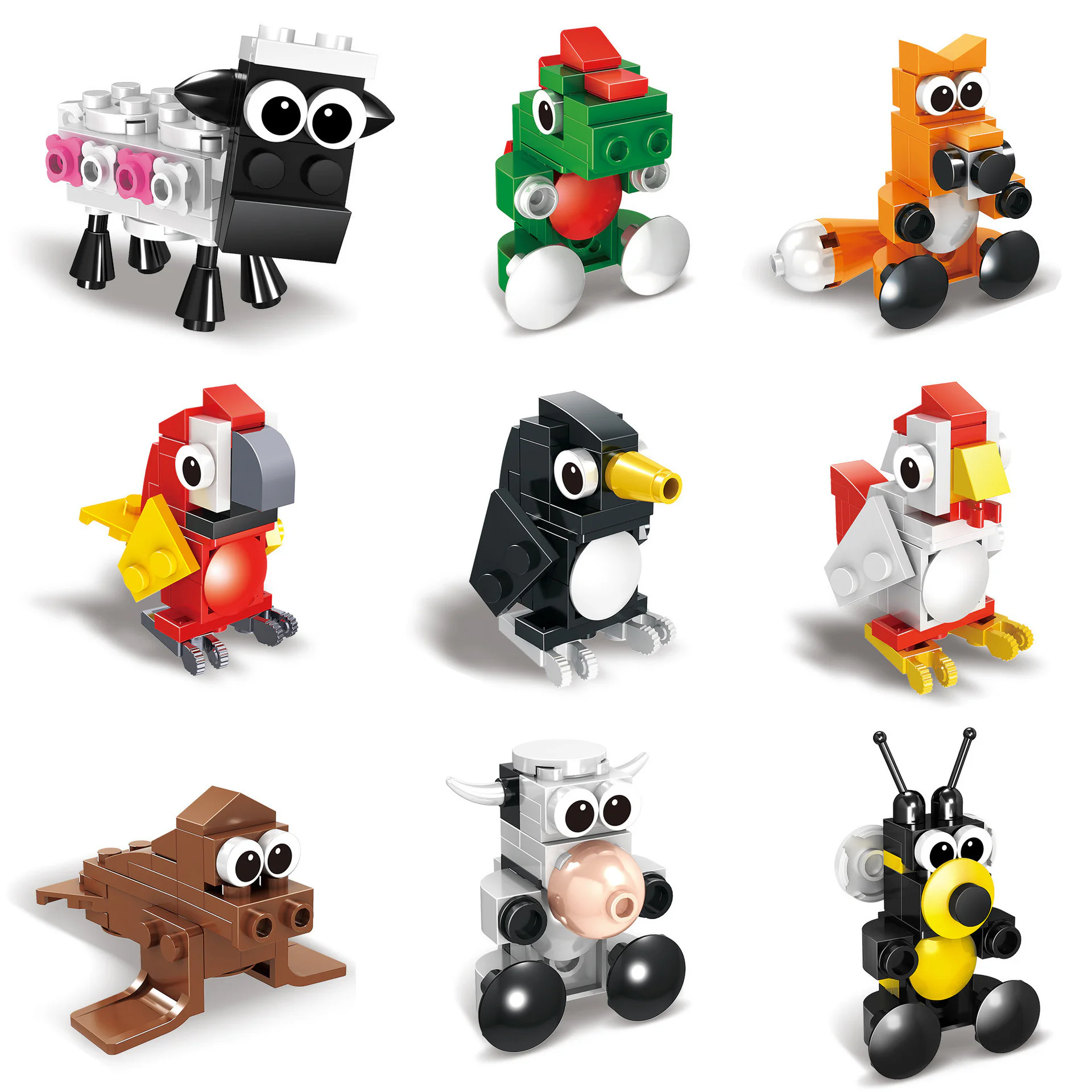 Creativity 10, sheep, bears, dragons, foxes, unicorns, seals, cows, parrots, penguins, cocks 恒三和 HSANHE/咔扣 CACO 6033 image 1