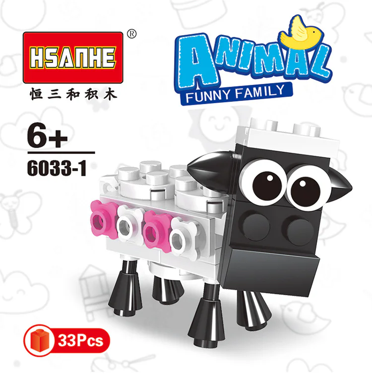 Creativity 10, sheep, bears, dragons, foxes, unicorns, seals, cows, parrots, penguins, cocks 恒三和 HSANHE/咔扣 CACO 6033 image 4