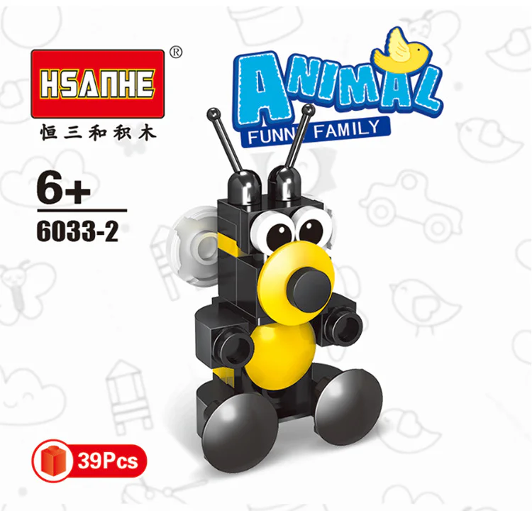 Creativity 10, sheep, bears, dragons, foxes, unicorns, seals, cows, parrots, penguins, cocks 恒三和 HSANHE/咔扣 CACO 6033 image 5