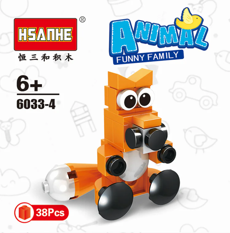 Creativity 10, sheep, bears, dragons, foxes, unicorns, seals, cows, parrots, penguins, cocks 恒三和 HSANHE/咔扣 CACO 6033 image 7