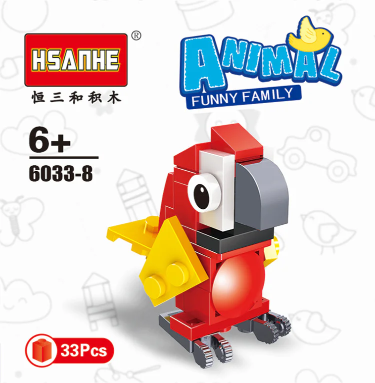 Creativity 10, sheep, bears, dragons, foxes, unicorns, seals, cows, parrots, penguins, cocks 恒三和 HSANHE/咔扣 CACO 6033 image 11