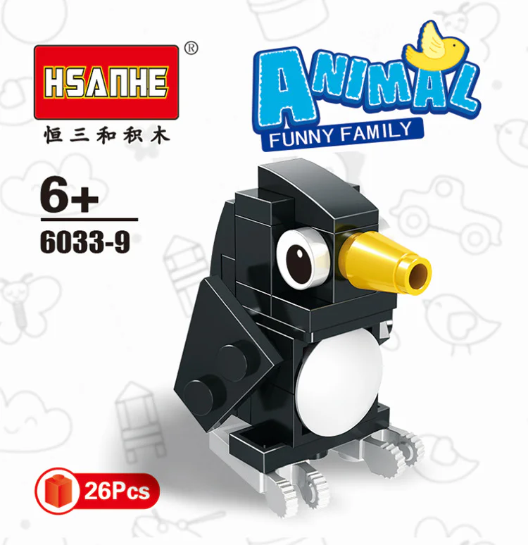 Creativity 10, sheep, bears, dragons, foxes, unicorns, seals, cows, parrots, penguins, cocks 恒三和 HSANHE/咔扣 CACO 6033 image 12