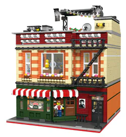 Street scene: Big Bang Theory and Friends themed skyscraper.