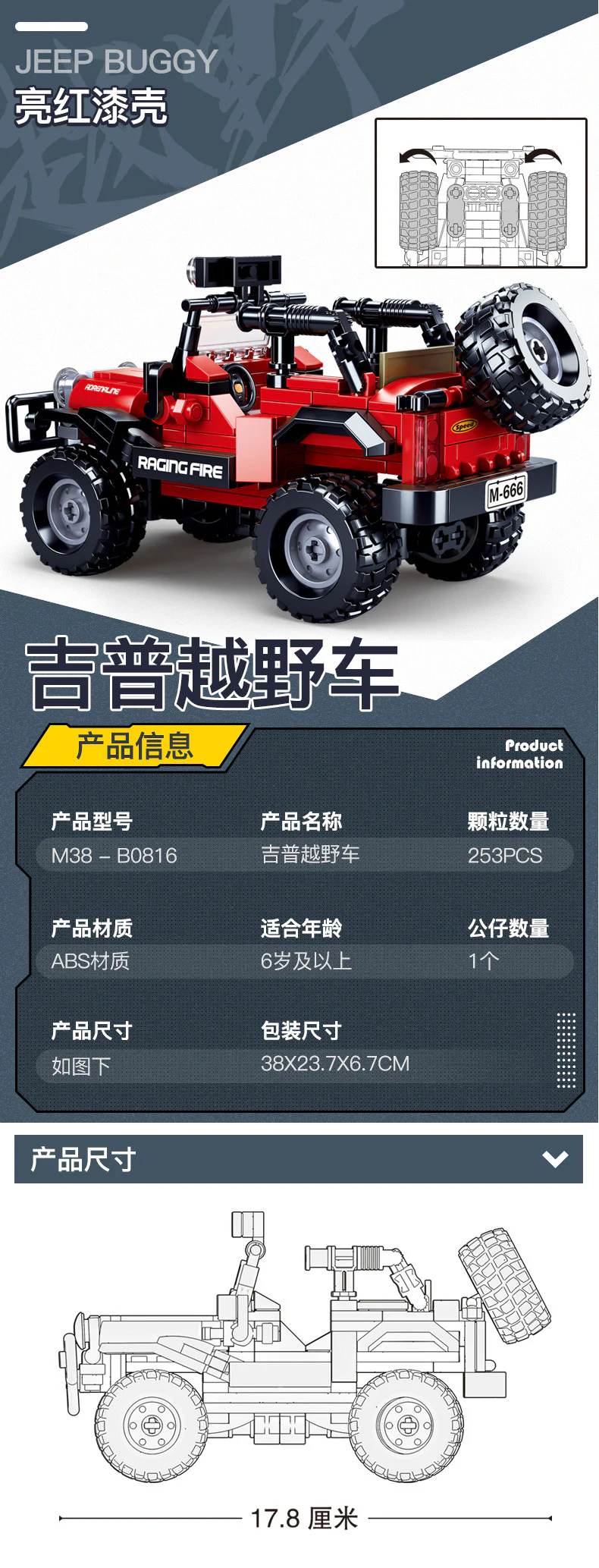 Scrutinizing the Wang Land Cruise Union: Jeep Land Cruiser 小鲁班 Sluban M38-B0816 image 1