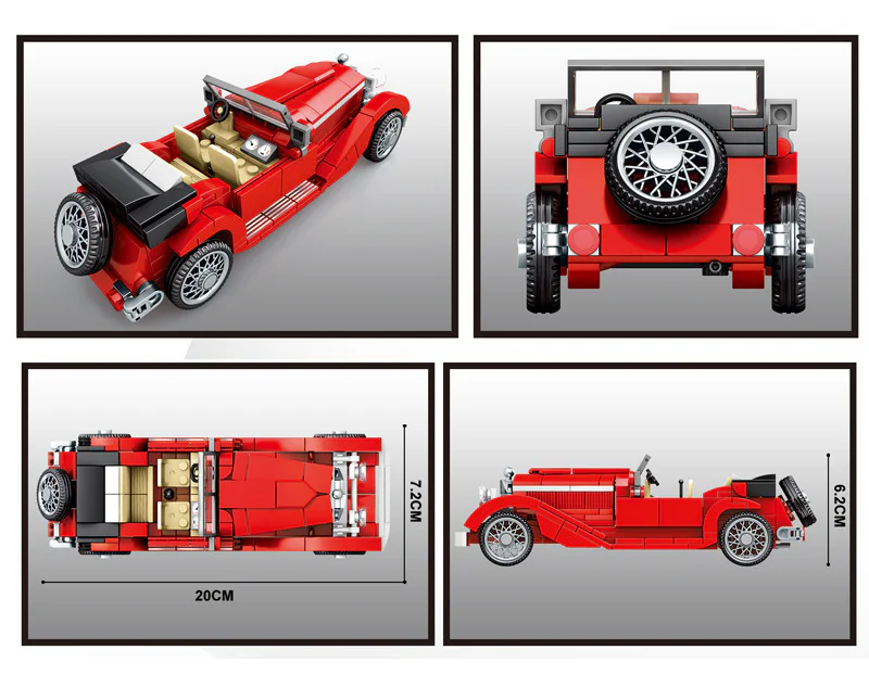 Red convertible old-fashioned car iBLOCK PL-920-137 image 2