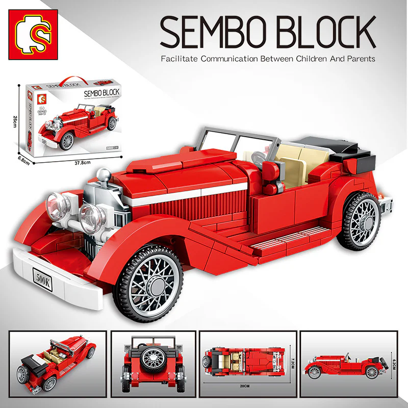 Red convertible old-fashioned car iBLOCK PL-920-137 image 3