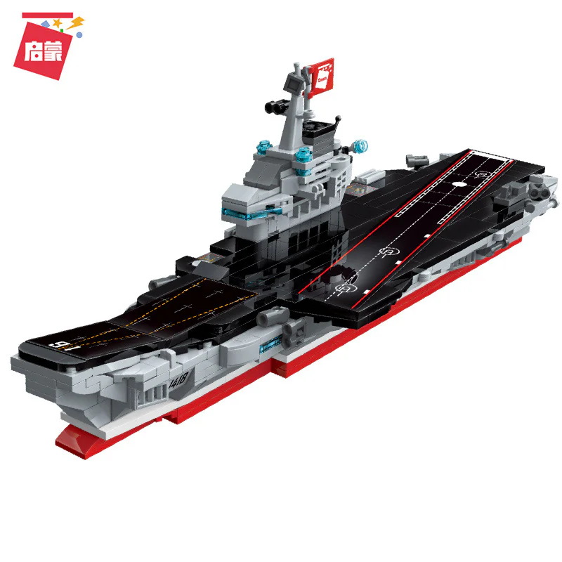 Supertemporal: Liao Ning carrier, cluster 8, Pioneer tank, hurricane helicopter, Skyfire missile vehicle, assault jeep, mobile anti-aircraft gun, mine-shock missile vehicle, Boeing aircraft, night eagles 启蒙 QMAN/ENLIGHTEN/Keeppley 1418 image 7