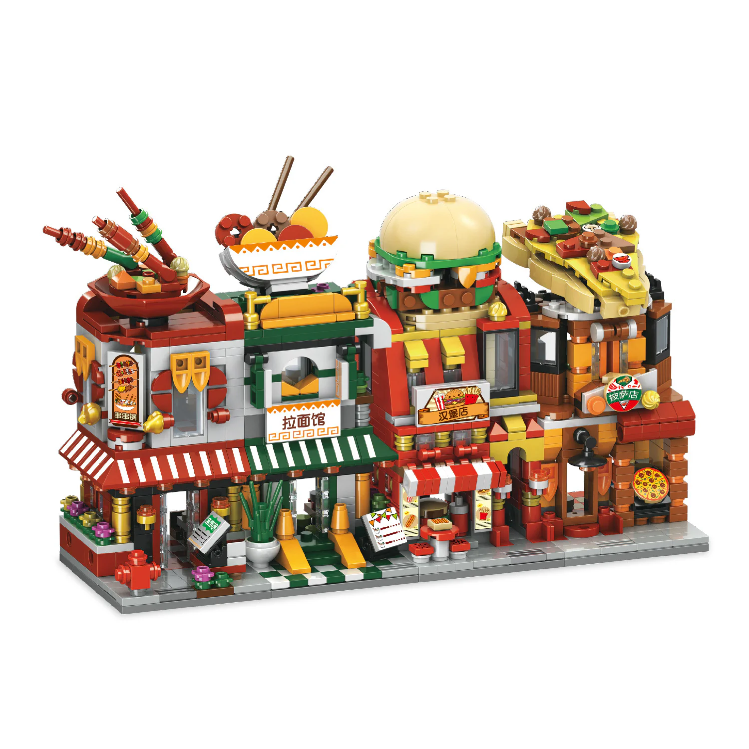 Mini Street Food Shop: 4 Varieties - Skewered Snacks, Noodle Bar, Burger Joint, Pizza Shop. 煜日YUNRI 22112