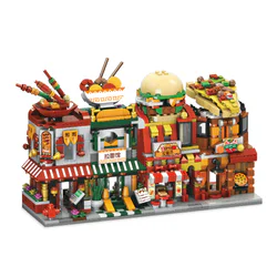 Mini Street Food Shop: 4 Varieties - Skewered Snacks, Noodle Bar, Burger Joint, Pizza Shop.