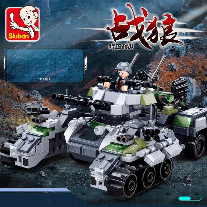 Combat Wolf: Pioneer Magnetic Riot Tank 4 Section 4 Wheeled electromagnetic tank, Infrared Reconnaissance Vehicle, Tracked Laser Combat Vehicle, Magnetic Rocket 小鲁班 Sluban M38-B0793A image 2