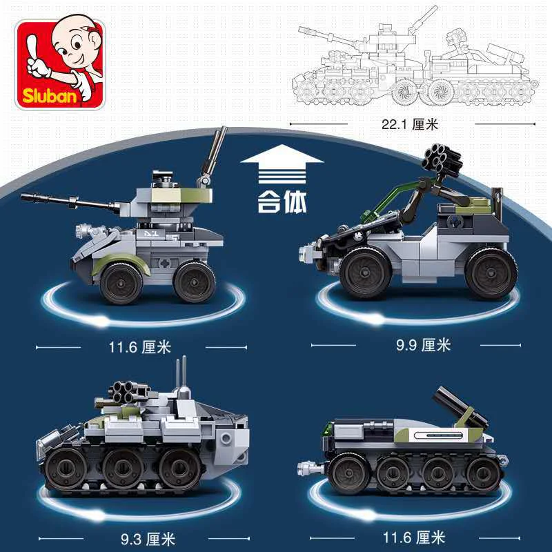 Combat Wolf: Pioneer Magnetic Riot Tank 4 Section 4 Wheeled electromagnetic tank, Infrared Reconnaissance Vehicle, Tracked Laser Combat Vehicle, Magnetic Rocket 小鲁班 Sluban M38-B0793A image 5