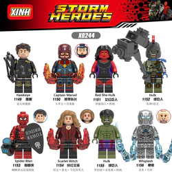 Here is the English translation:

Avengers 8: Iron Man, Captain Marvel, Red Giant, Green Hulk, Spider-Man, Scarlet Witch, Green Giant, and Whiplash.