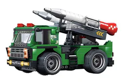 Remote-controlled tank made of building blocks.