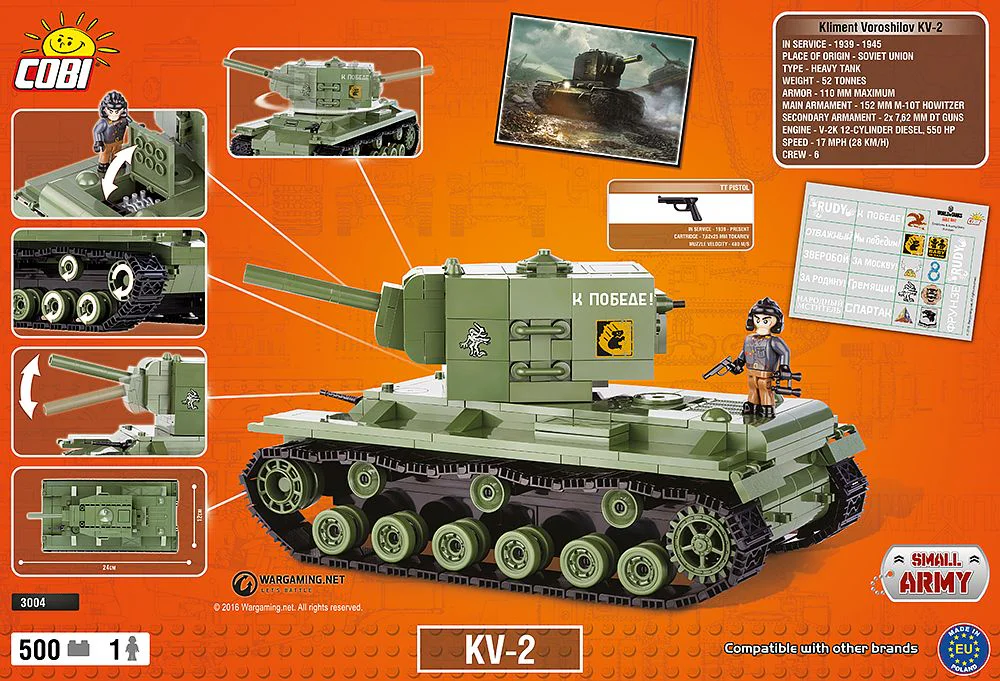 Tank World: KV-2 COBI 3004 image 1