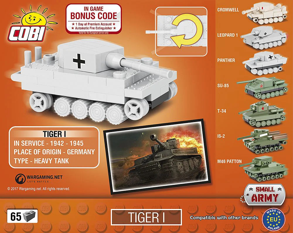 Tank World: Tiger Mini Tank COBI 3017 image 1