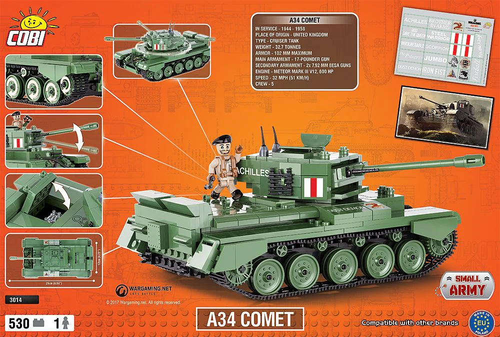 TANK WORLD: BRITISH COMET A34 CRUISE TANK, WORLD WAR II COBI 3014 image 1