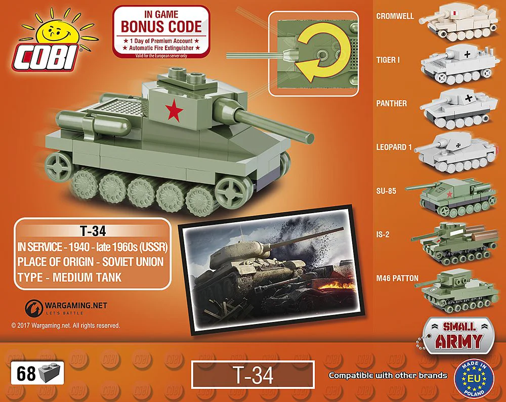 TANK WORLD: T-34 MINI TANK COBI 3021 image 1