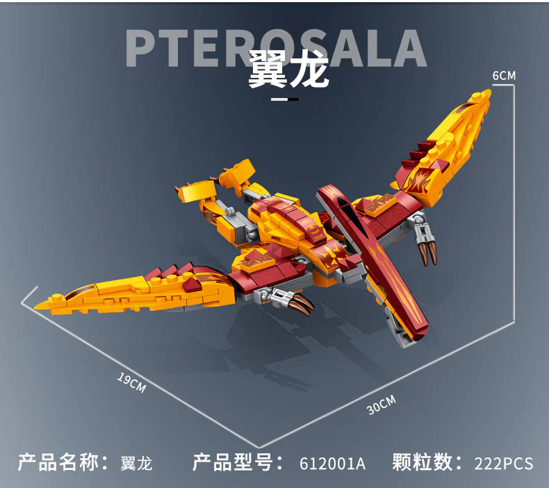 Dinosaurs: Pterodactyl, Velociraptor, Tyrannosaurus Rex, Triassic Dragon. 潘洛斯 PANLOSBRICK 612001A image 2