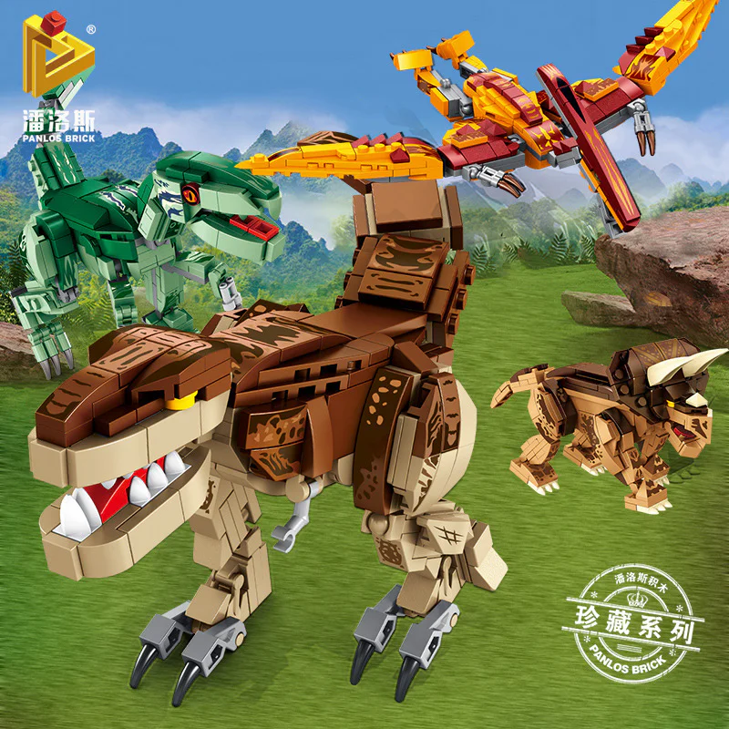 Dinosaurs: Pterodactyl, Velociraptor, Tyrannosaurus Rex, Triassic Dragon. 潘洛斯 PANLOSBRICK 612001A image 8
