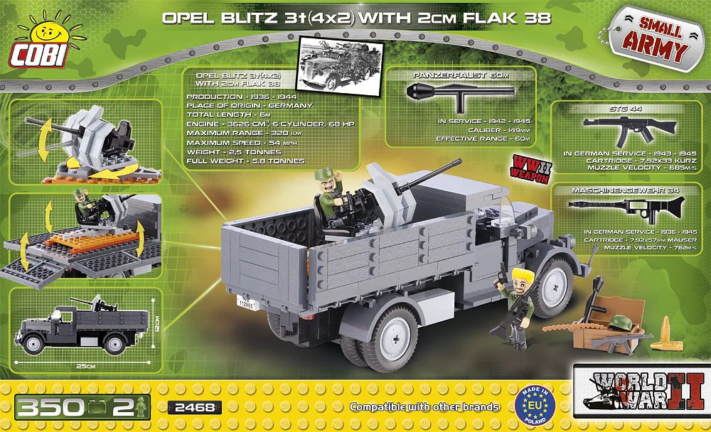 Oubao Flash Lightning Medium Truck and 38式 Anti-Aircraft Gun COBI 2468 image 1