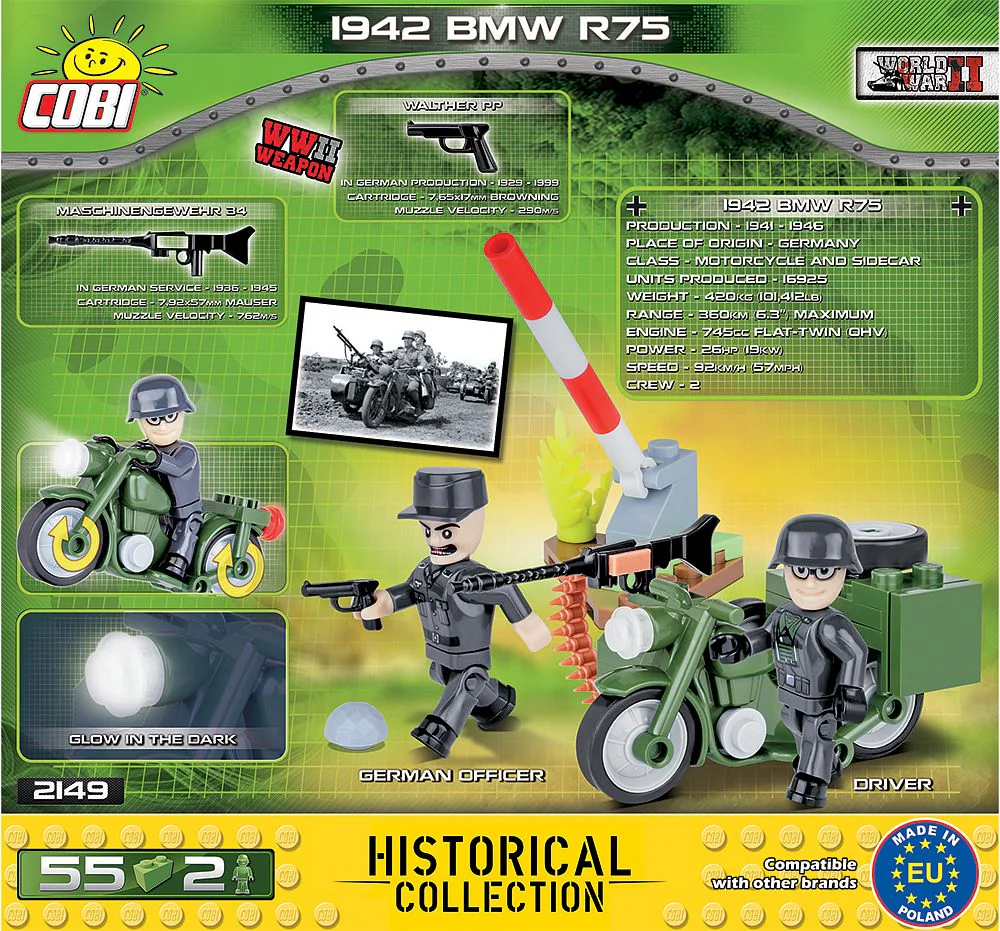 German military motorcycle BMW R75 Model (1942) COBI 2149 image 1