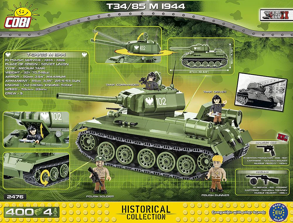 T-34/85 tank 1944 model. COBI 2476 image 1