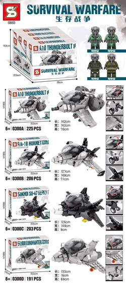 Survival Warfare: Fighter Jets - 4 Types A10 Thunderbolt II Attack Jet, F-18 Hornet Attack Fighter, SU-47 Berkut Fighter Jet, EF-2000 Typhoon Fighter Jet