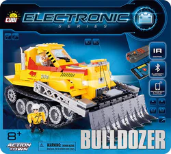 Remote-controlled bulldozer.