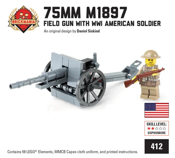 75mm M1897 field guns and United States soldiers in World War I Brickmania 412