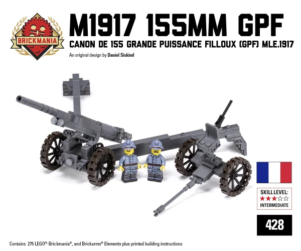 Howitzer 155mm 1917 Schneider Brickmania 428